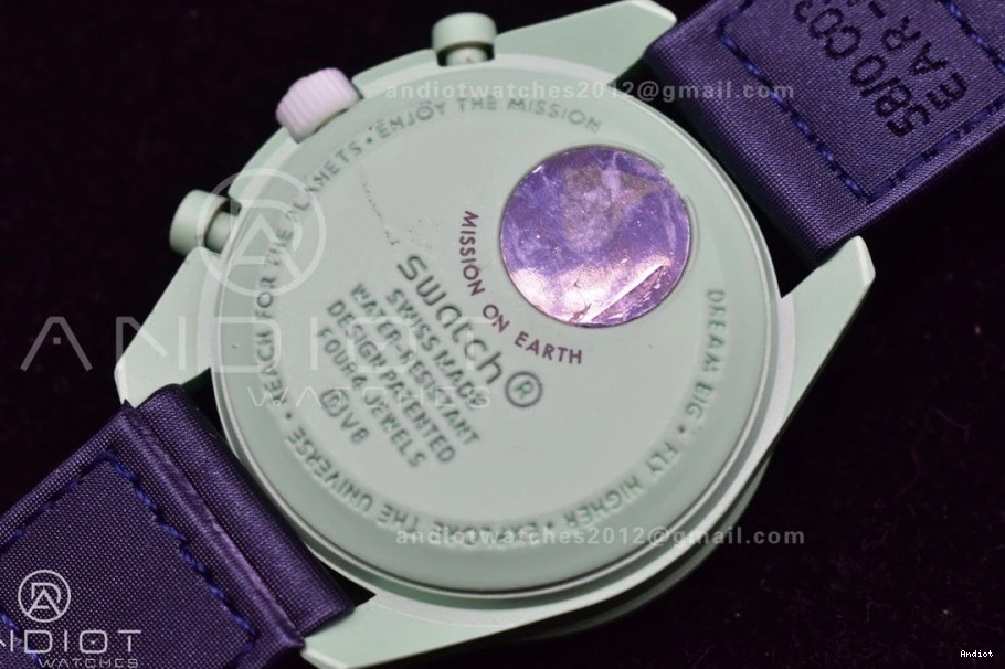 Strap Omega Nylon Earth Moonwatch to Bioceramic x on Quartz Swatch Mission 1228